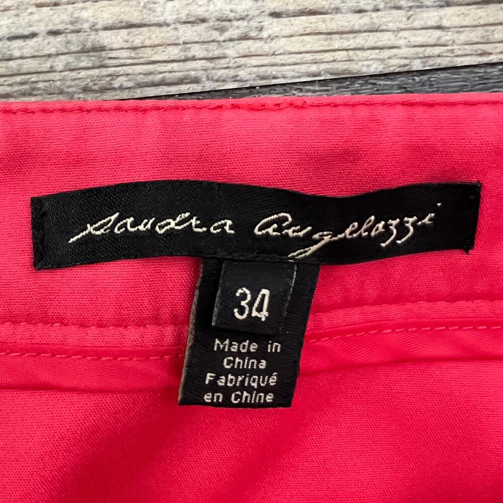 Sandra Angelozzi pink skinny leg belted chino pants size 4 B71 - Picture 3 of 4
